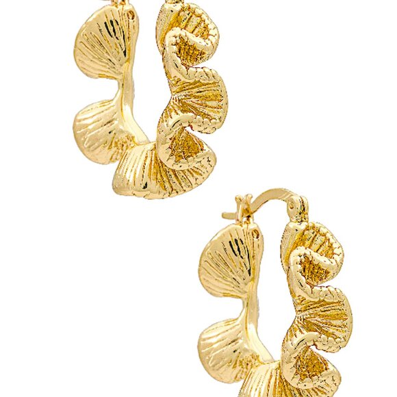 NEW~ Anthropologie Amber Sceats Gold Wave Hoop Earrings - Picture 6 of 11